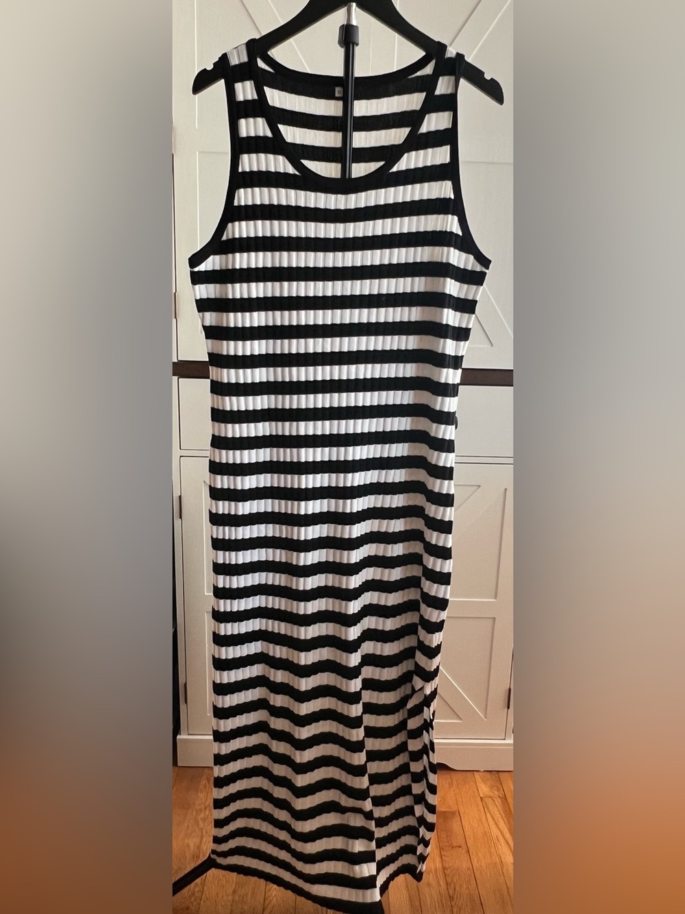 NWOT Women's Black and White Striped Maxi Dress